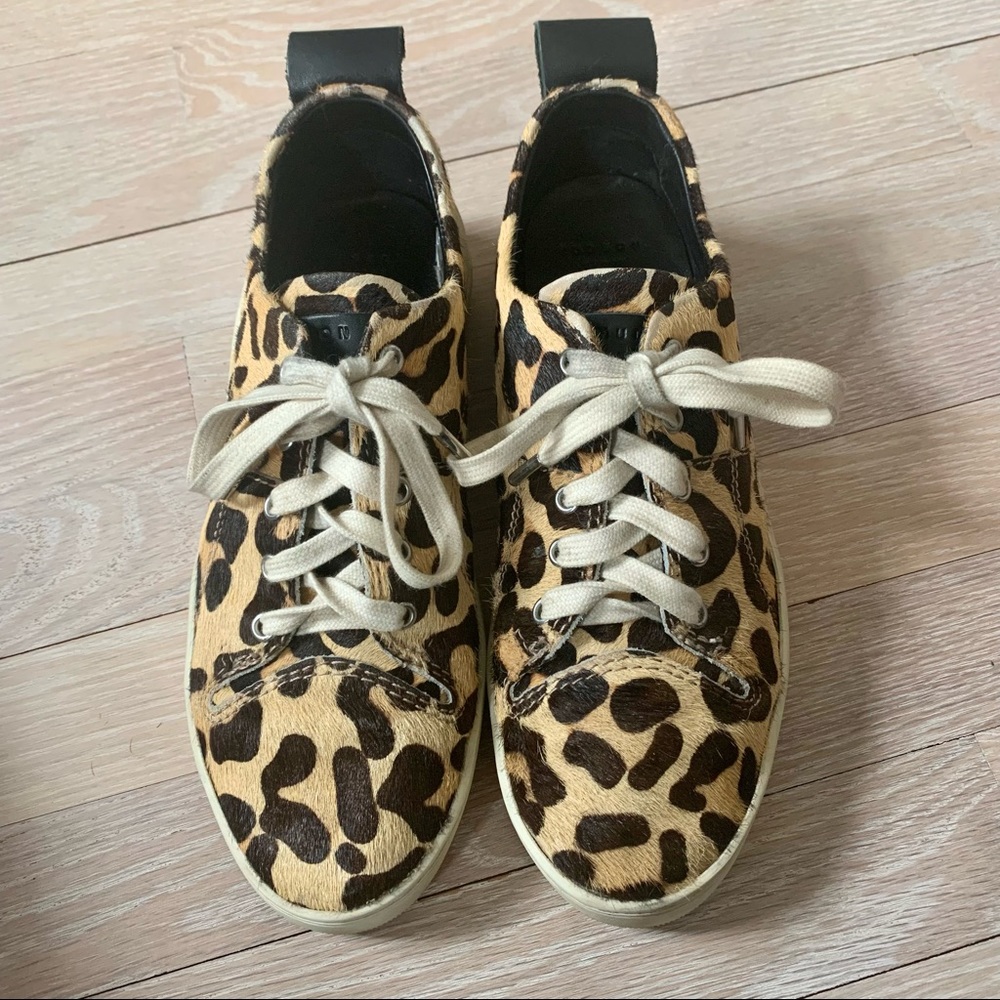 Hudson London Suede Papyrus Sneaker Leopard Print Women’s Size 40
